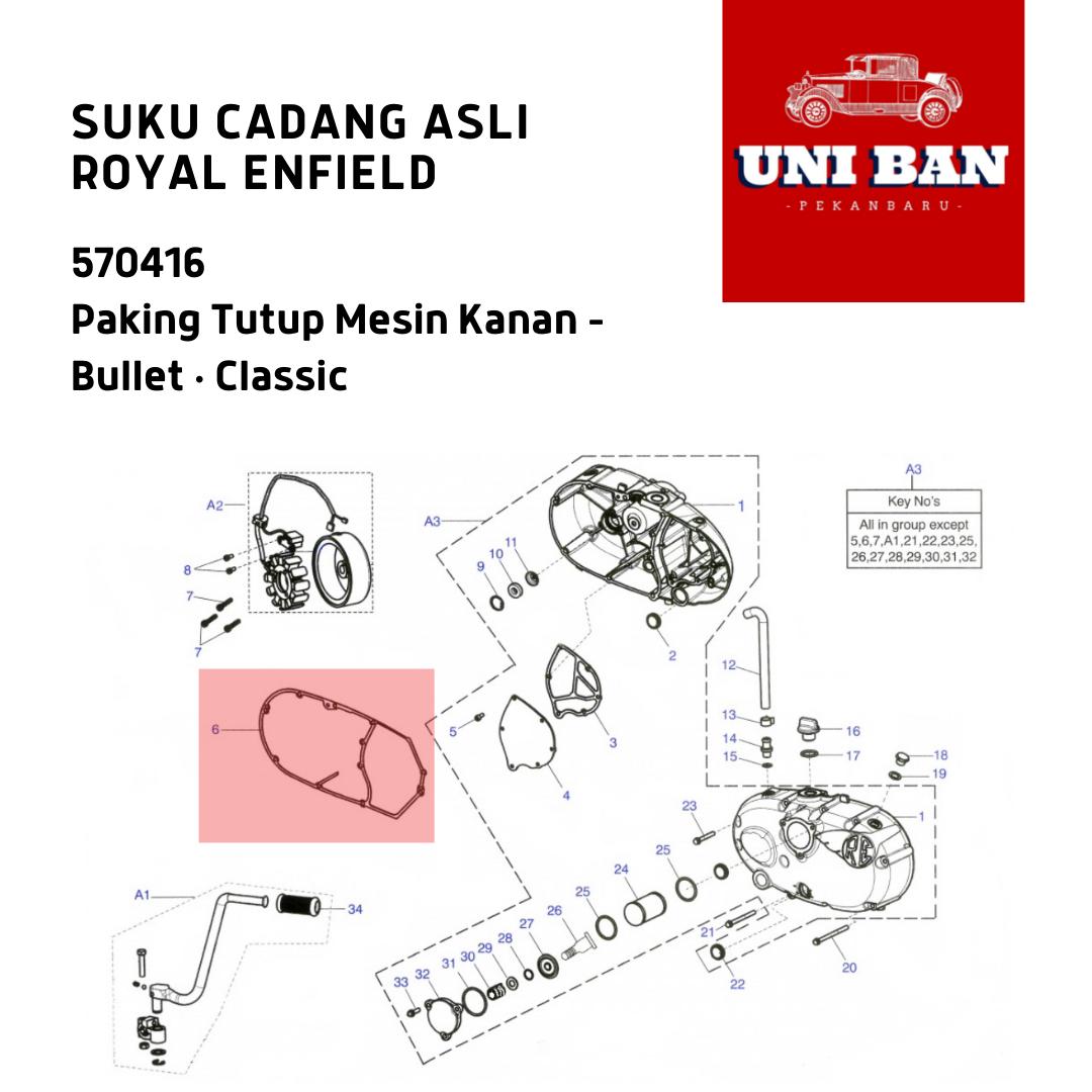 Gasket Cover RH Paking Tutup Royal Enfield / 570416/N - ASLI
