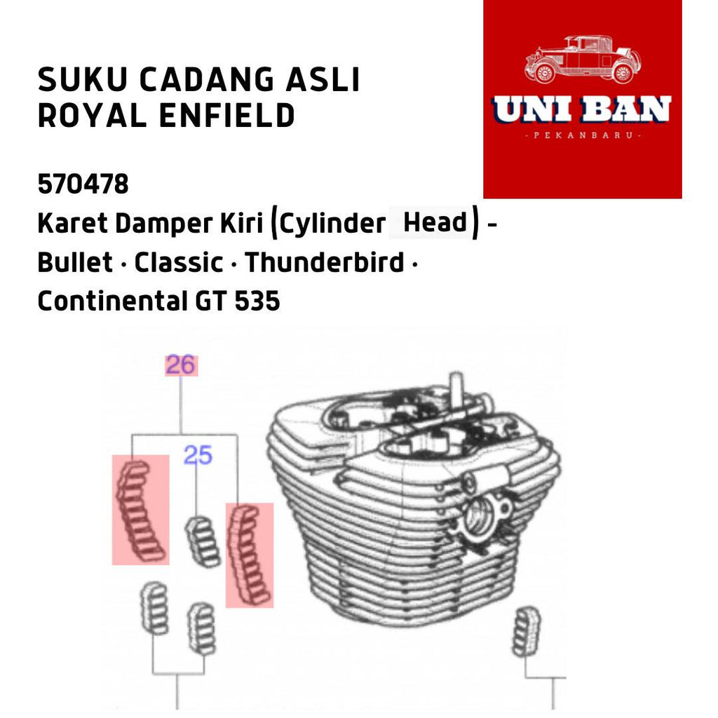 Karet Damper Kiri (2 Buah) Cylinder Head 570478 - Royal Enfield ASLI