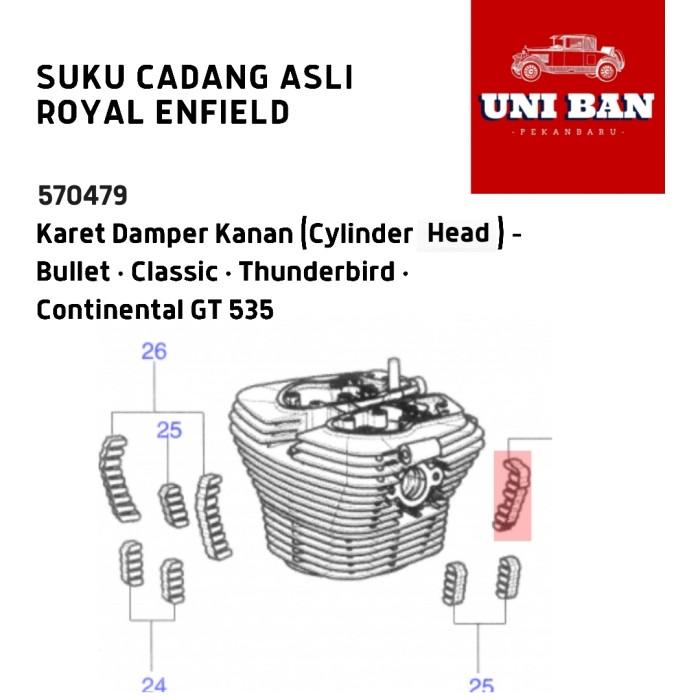 Karet Damper Kanan (1 Buah) 570479 Cylinder Head - Royal Enfield ASLI