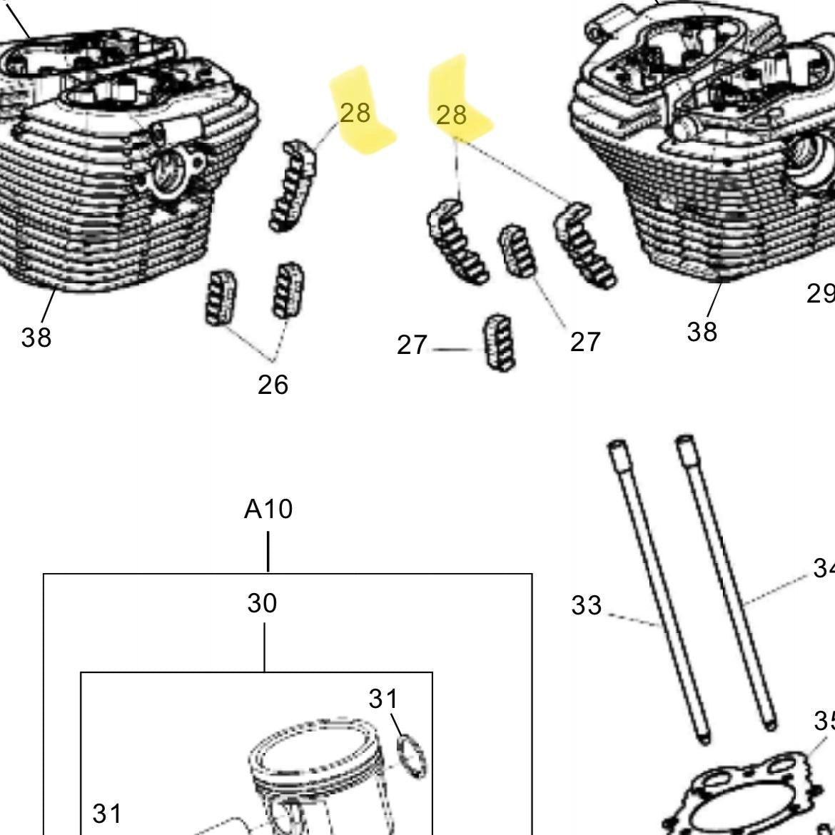 Karet Damper Kanan (1 Buah) 570479 Cylinder Head - Royal Enfield ASLI