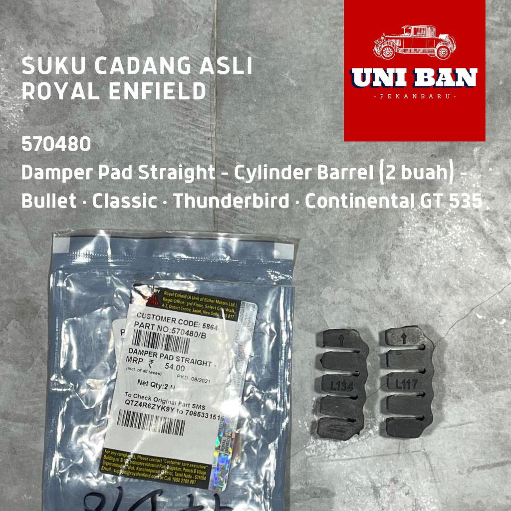Karet Damper Lurus (2 Buah) Cylinder Barrel 570480 Royal Enfield ASLI