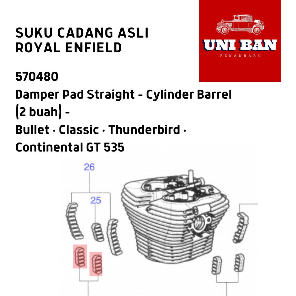 Karet Damper Lurus (2 Buah) Cylinder Barrel 570480 Royal Enfield ASLI