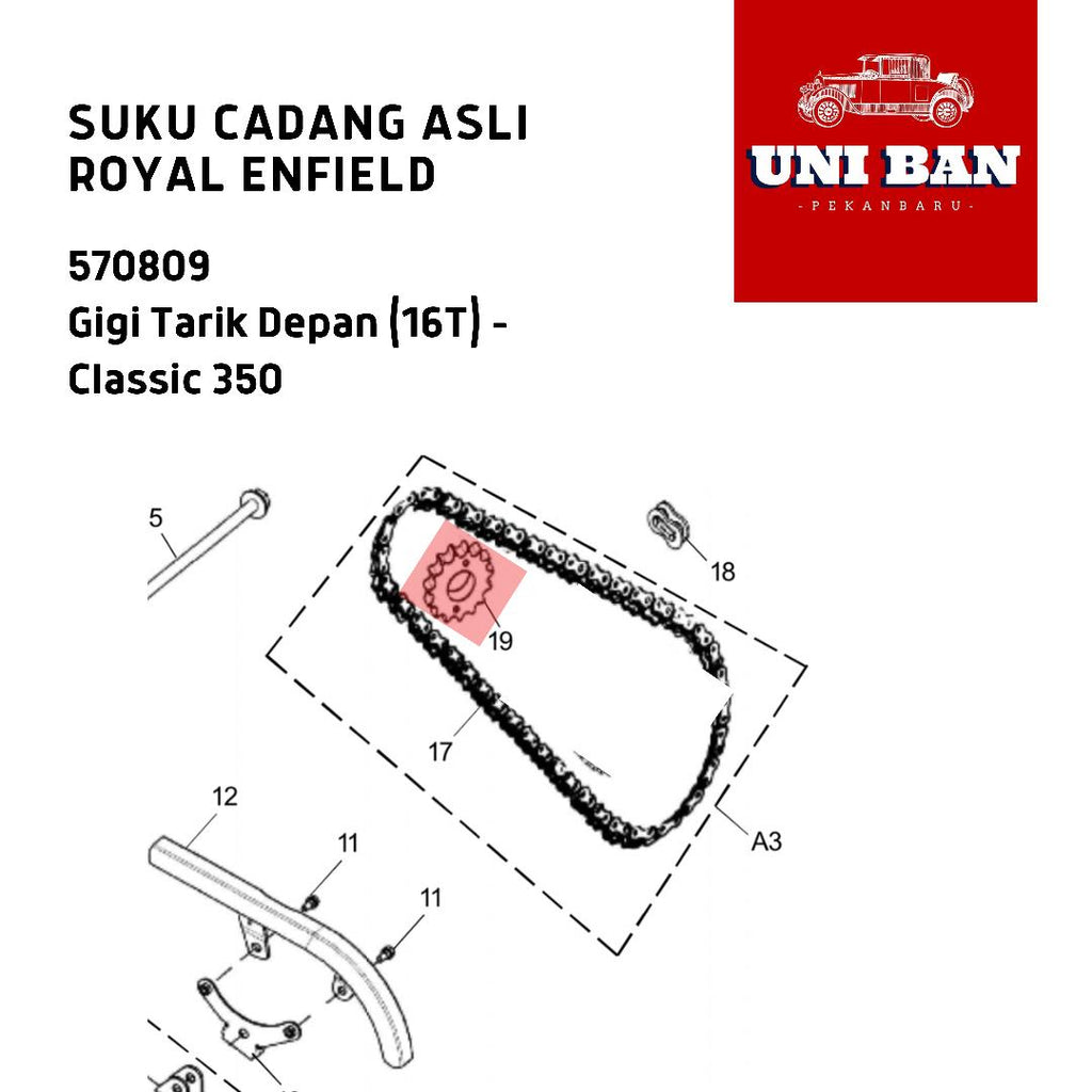 Gigi Tarik Depan 16T Classic 350 570809 - Royal Enfield ASLI