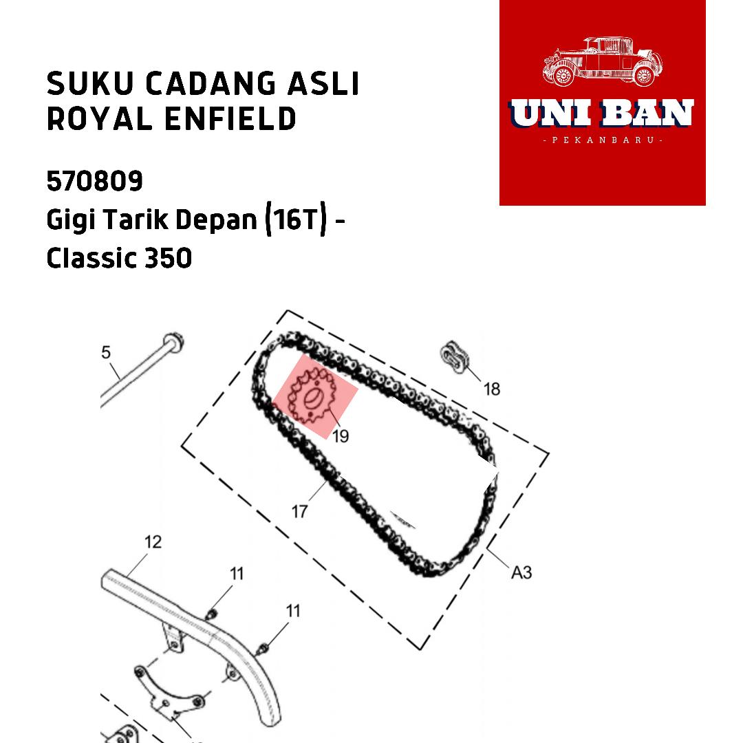 Gigi Tarik Depan 16T Classic 350 570809 - Royal Enfield ASLI