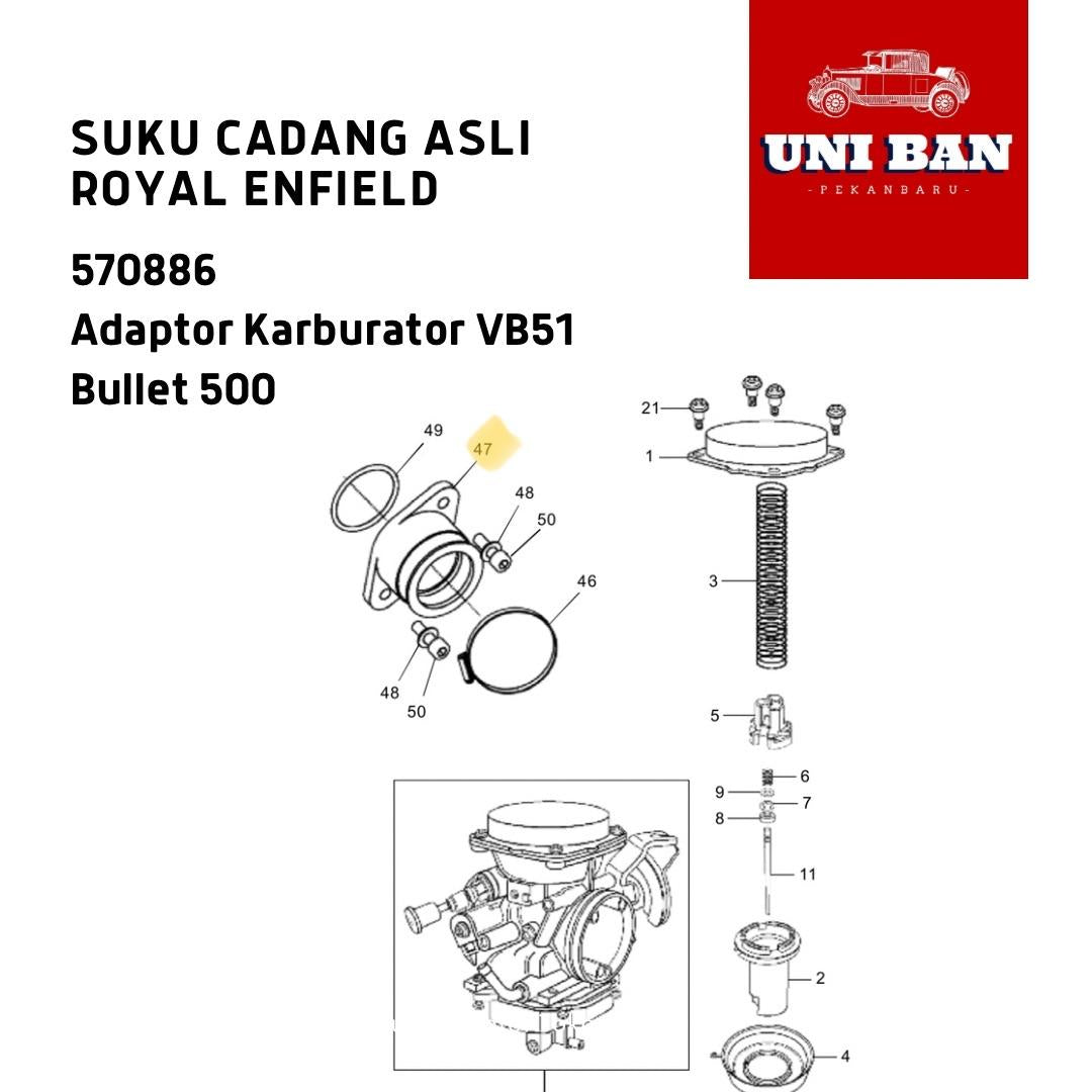 Karet Manifold Bullet 500 570886 Adaptor Karburator Royal Enfield ASLI