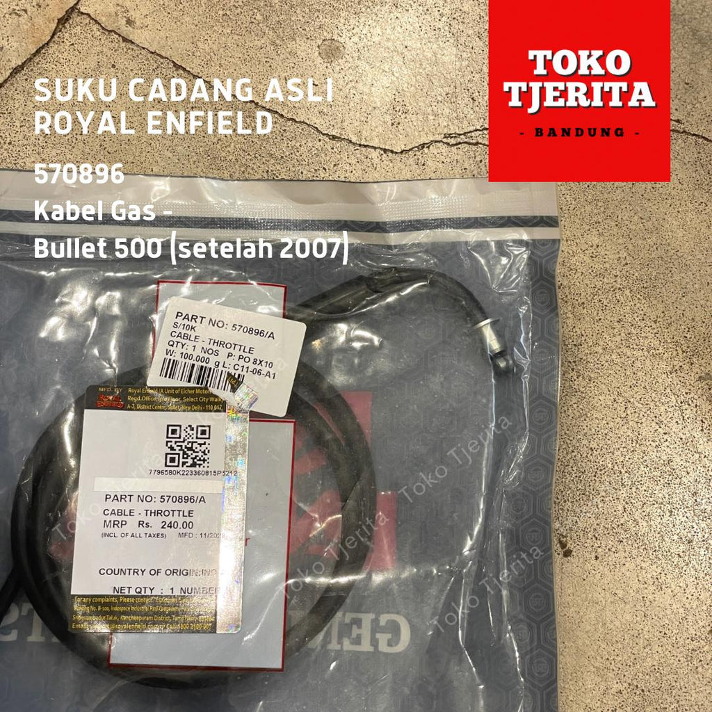 Kabel Gas Bullet 500 Karburator (setelah 2007) 570896 - Royal Enfield ASLI