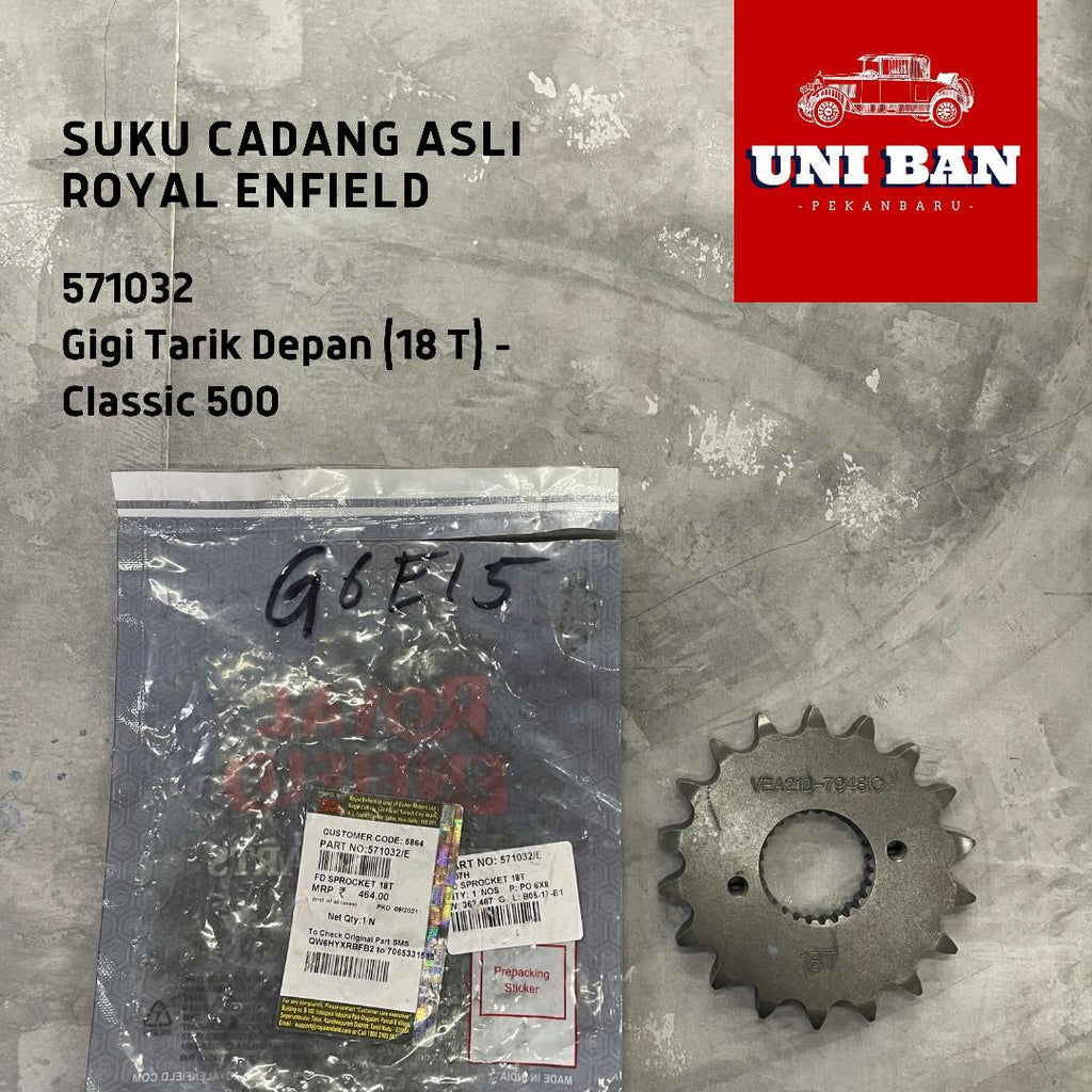 Gigi Tarik (18T) Classic 500 Gear Sprocket 571032 - Royal Enfield ASLI