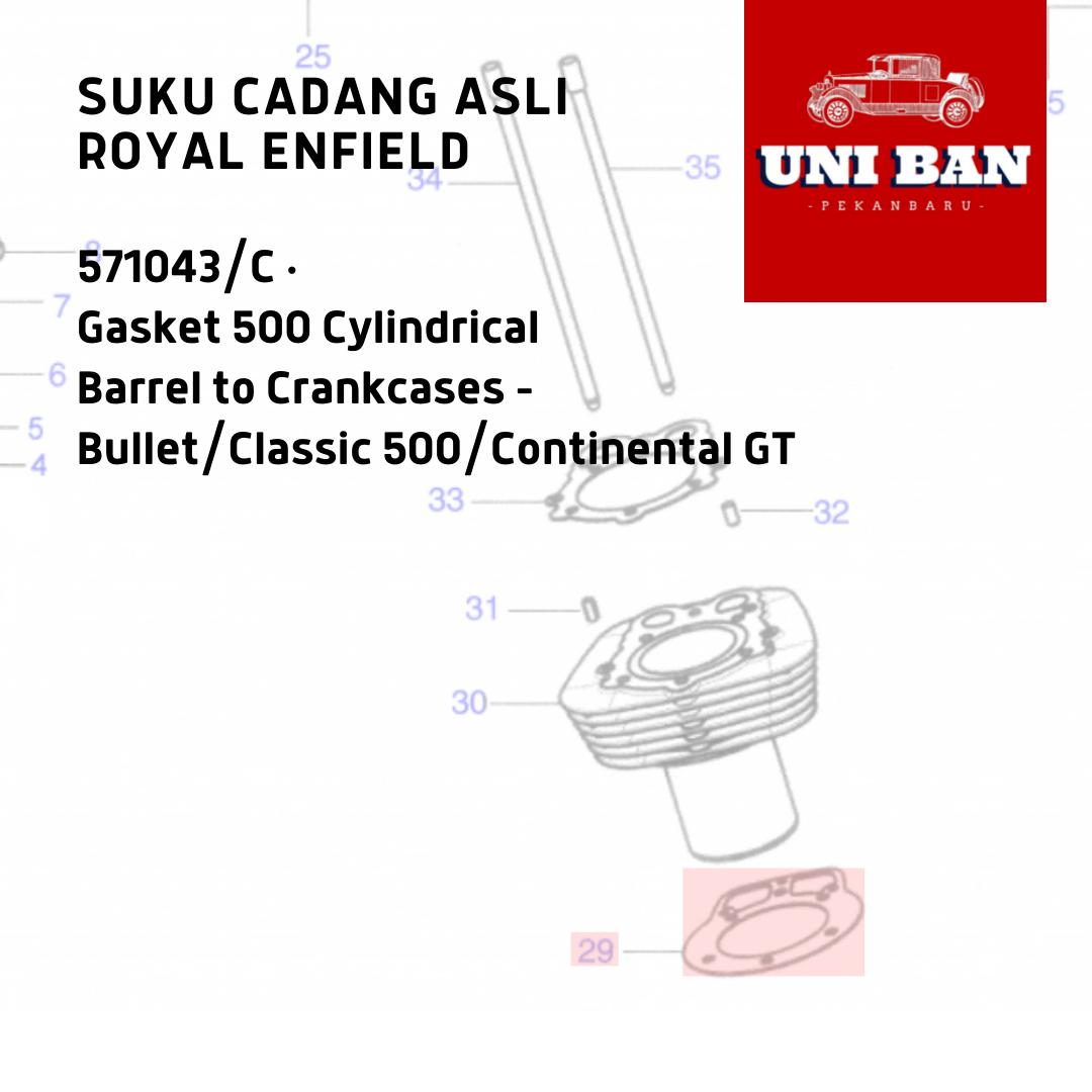 Gasket 500 Cylinder Barrel to Crankcases Royal Enfield 571043/C - ASLI
