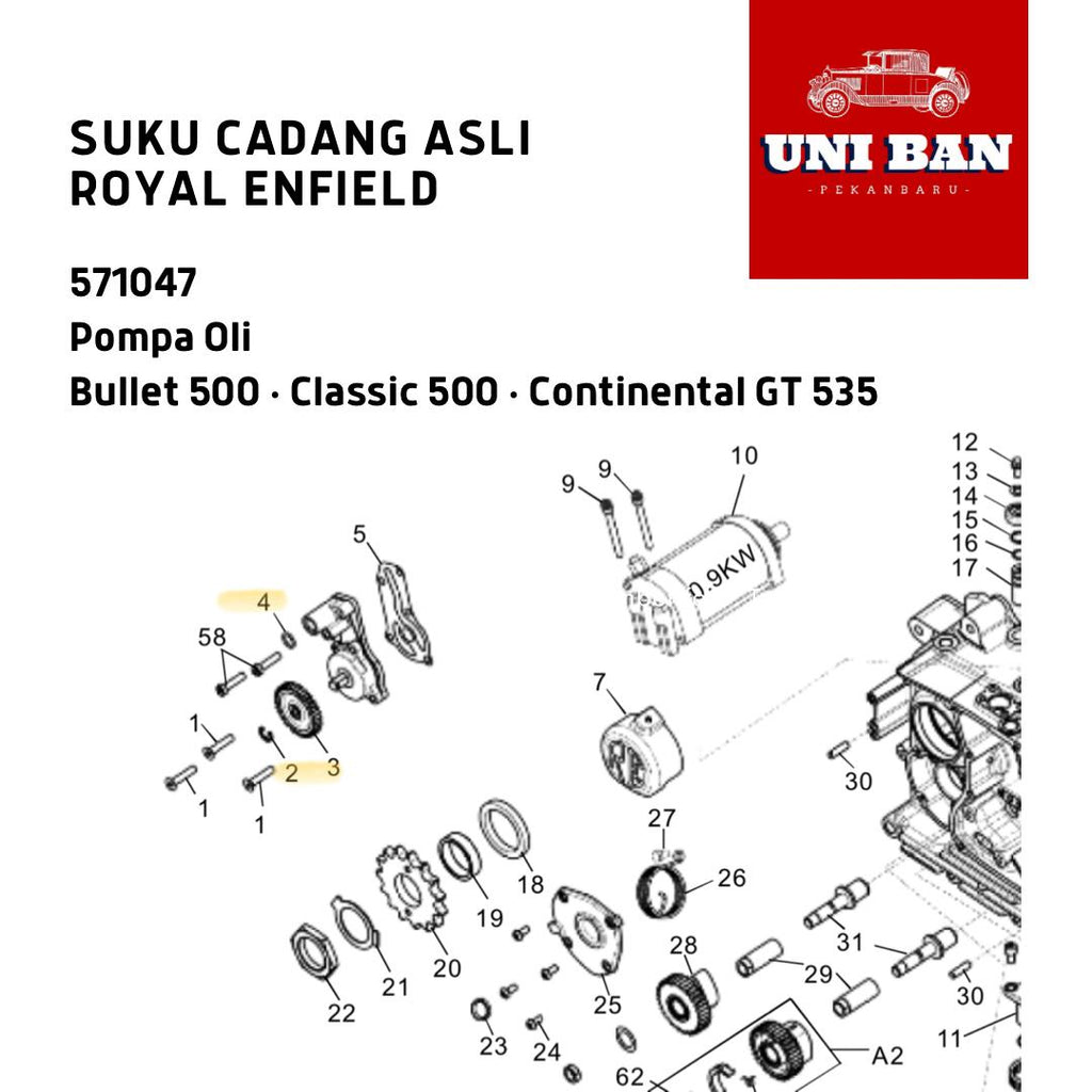 Pompa Oli Classic Bullet 500 GT 535 571047 - Royal Enfield ASLI