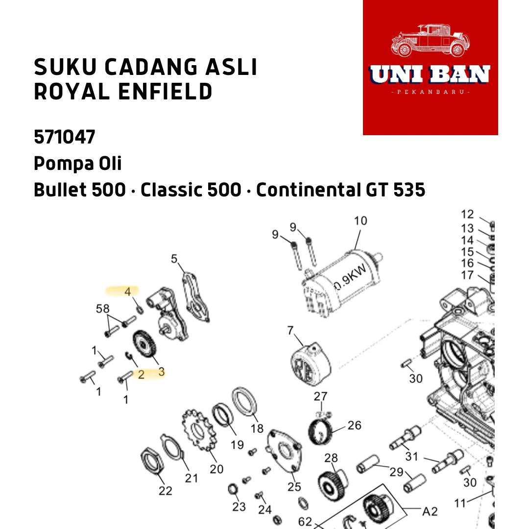 Pompa Oli Classic Bullet 500 GT 535 571047 - Royal Enfield ASLI