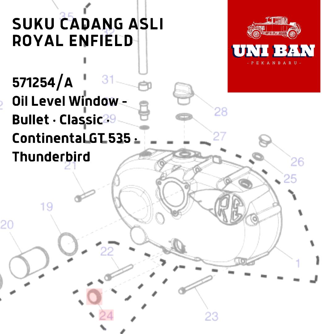 Kaca Oli 571254/A Oil Level Window Bullet Classic - Royal Enfield ASLI
