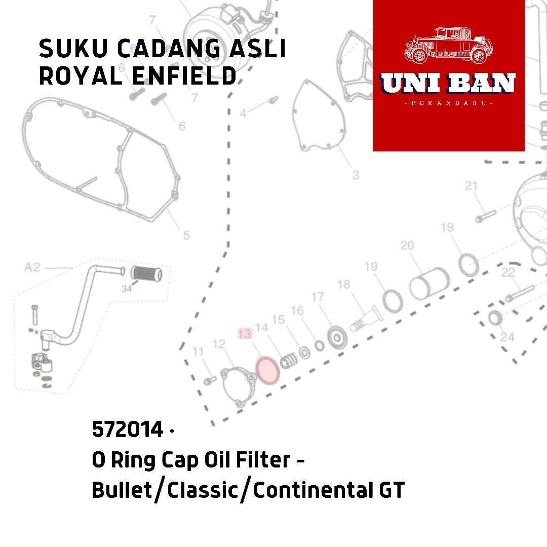 O Ring Tutup Saringan Oli / Cap Oil Filter 572014/A Royal Enfield ASLI