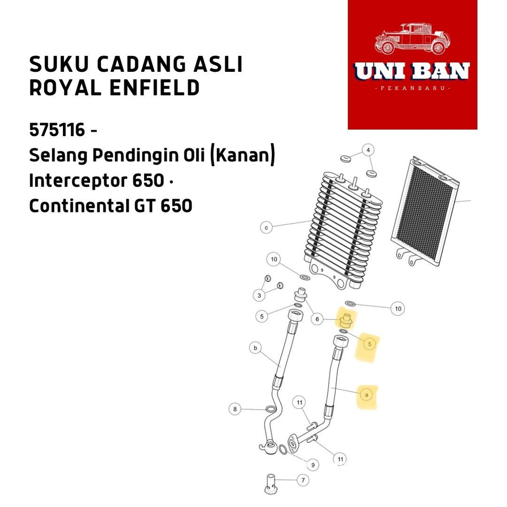 Selang Kanan Oil Cooler Pipe Interceptor 650 575116 Royal Enfield ASLI