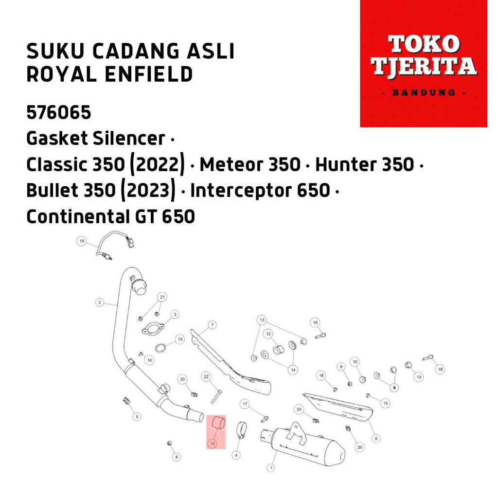 Gasket Silencer Knalpot 576065 Interceptor 650 Hunter 350 - Royal Enfield ASLI