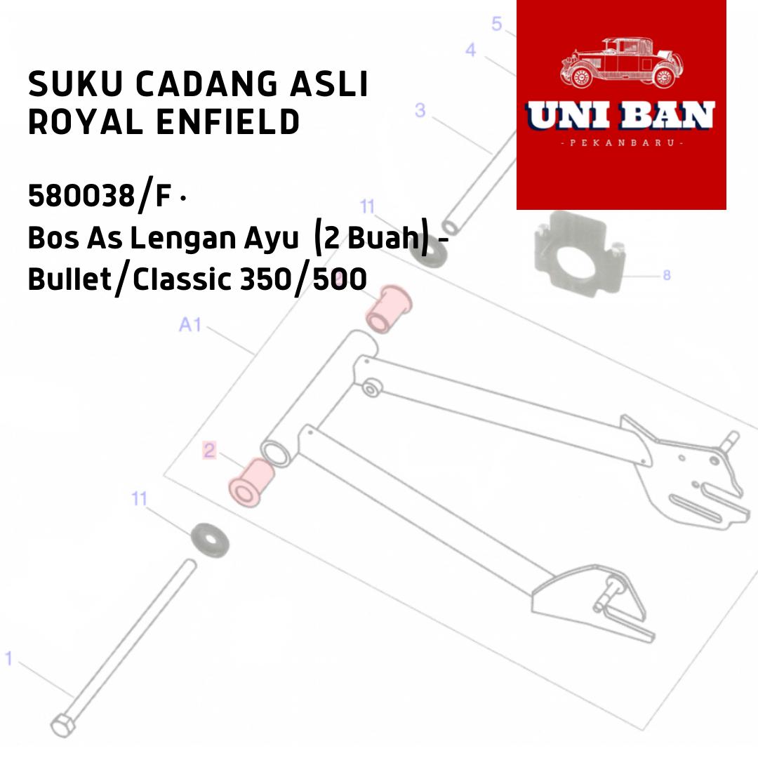 Bos / Bush As Lengan Ayun 580038 SWING ARM BUSH Asli / Genuine Royal Enfield
