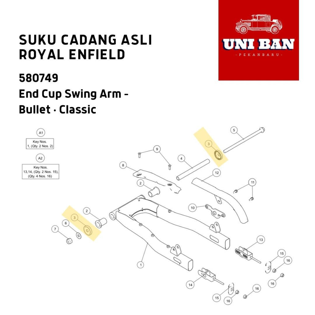 Karet Ganjal Swing Arm (2 Buah) 580749 Classic - Royal Enfield ASLI