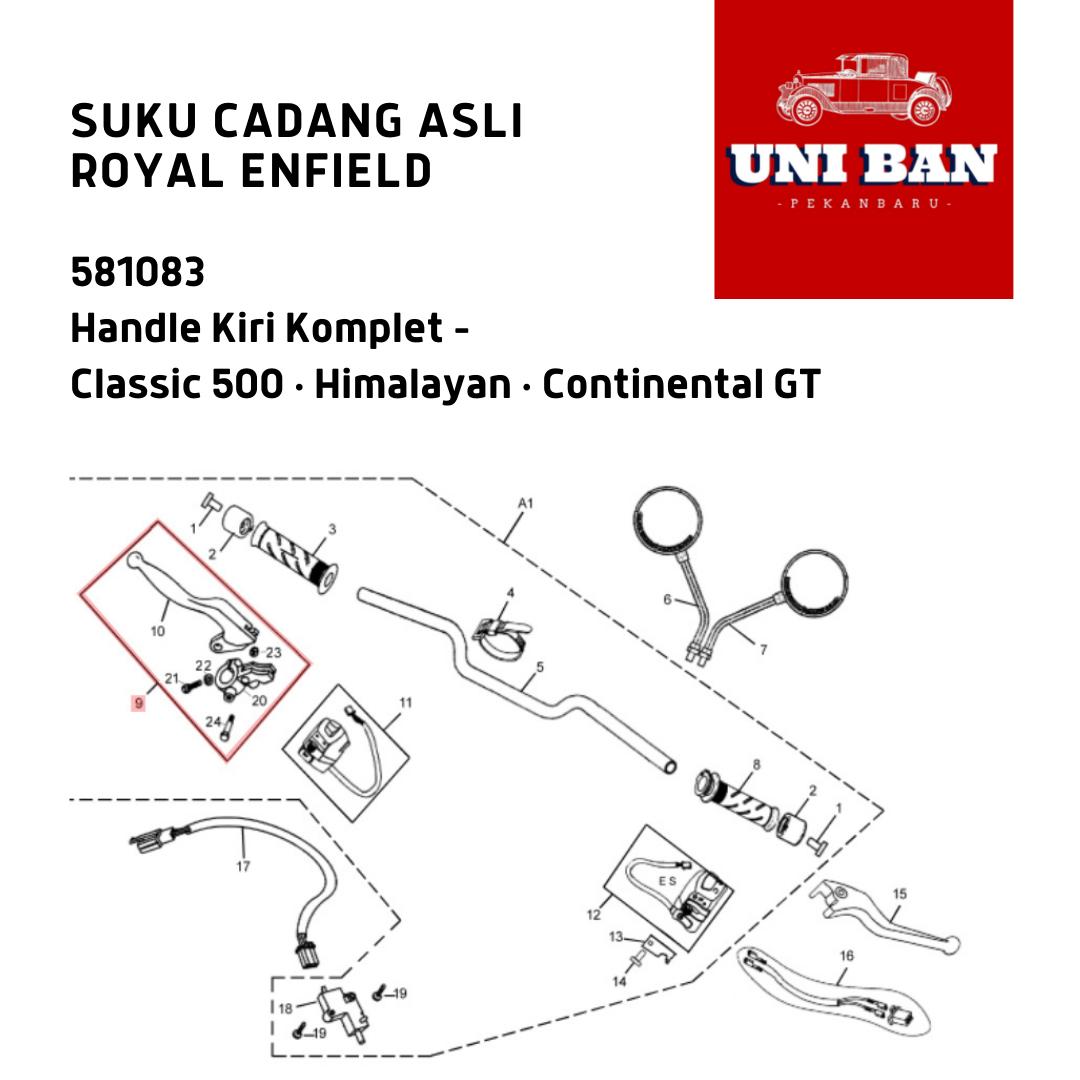 Handle Kiri Komplet Classic Himalayan 581083 - Royal Enfield ASLI