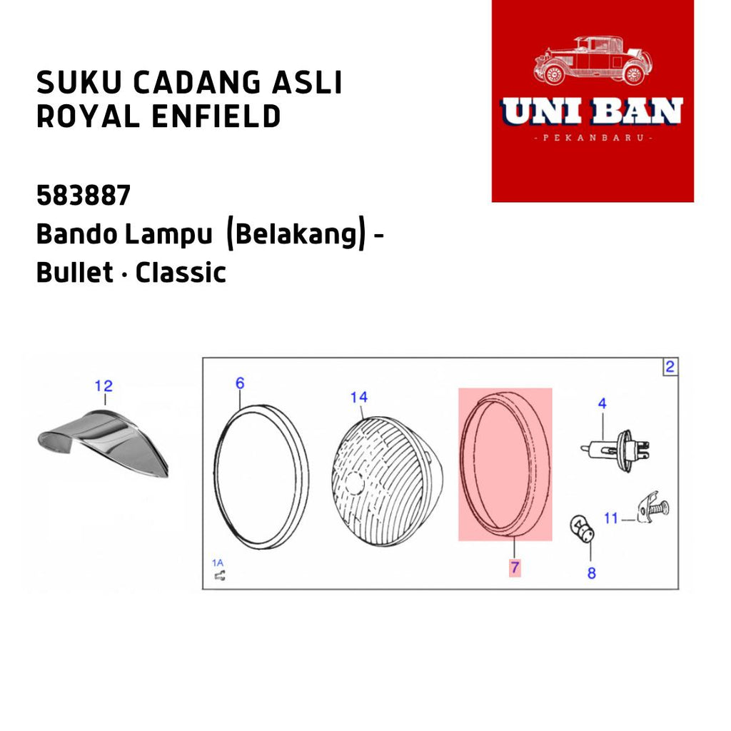 Ring Dalam Lampu Depan Chrome Classic 500 583887 - Royal Enfield ASLI