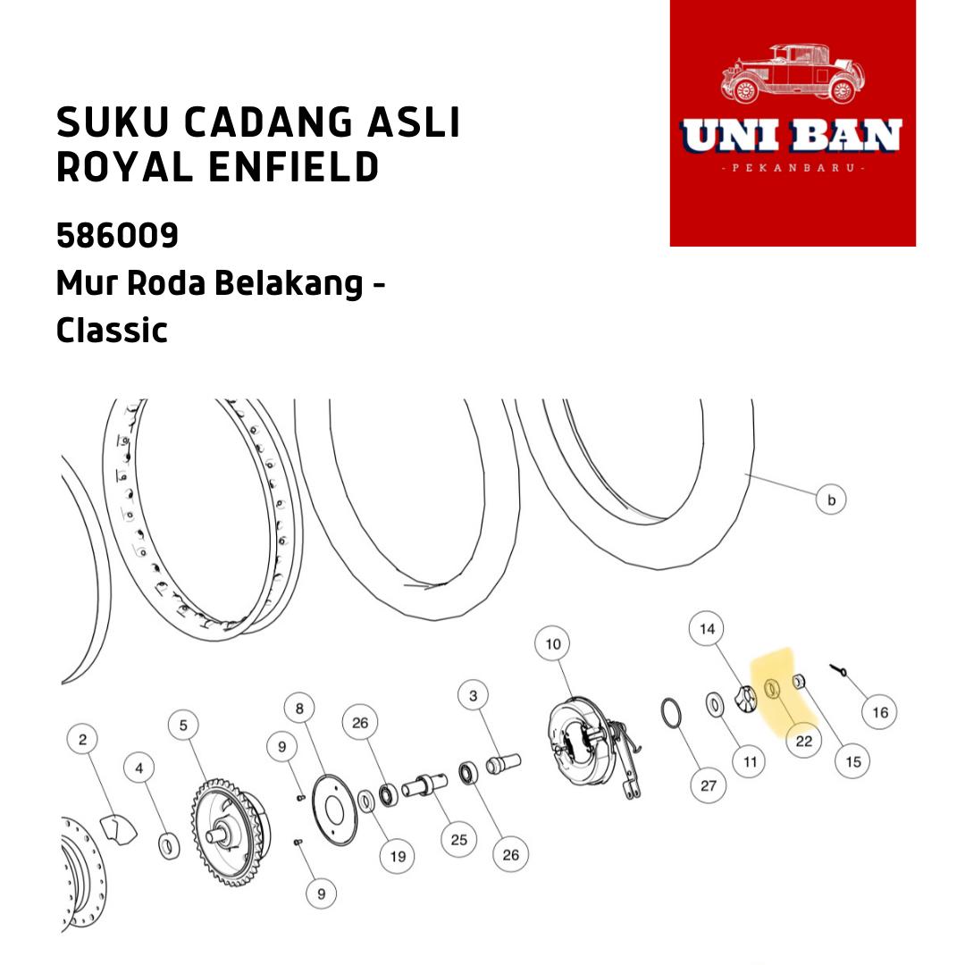 1 Buah Mur Roda Belakang Classic 586009 - Royal Enfield ASLI