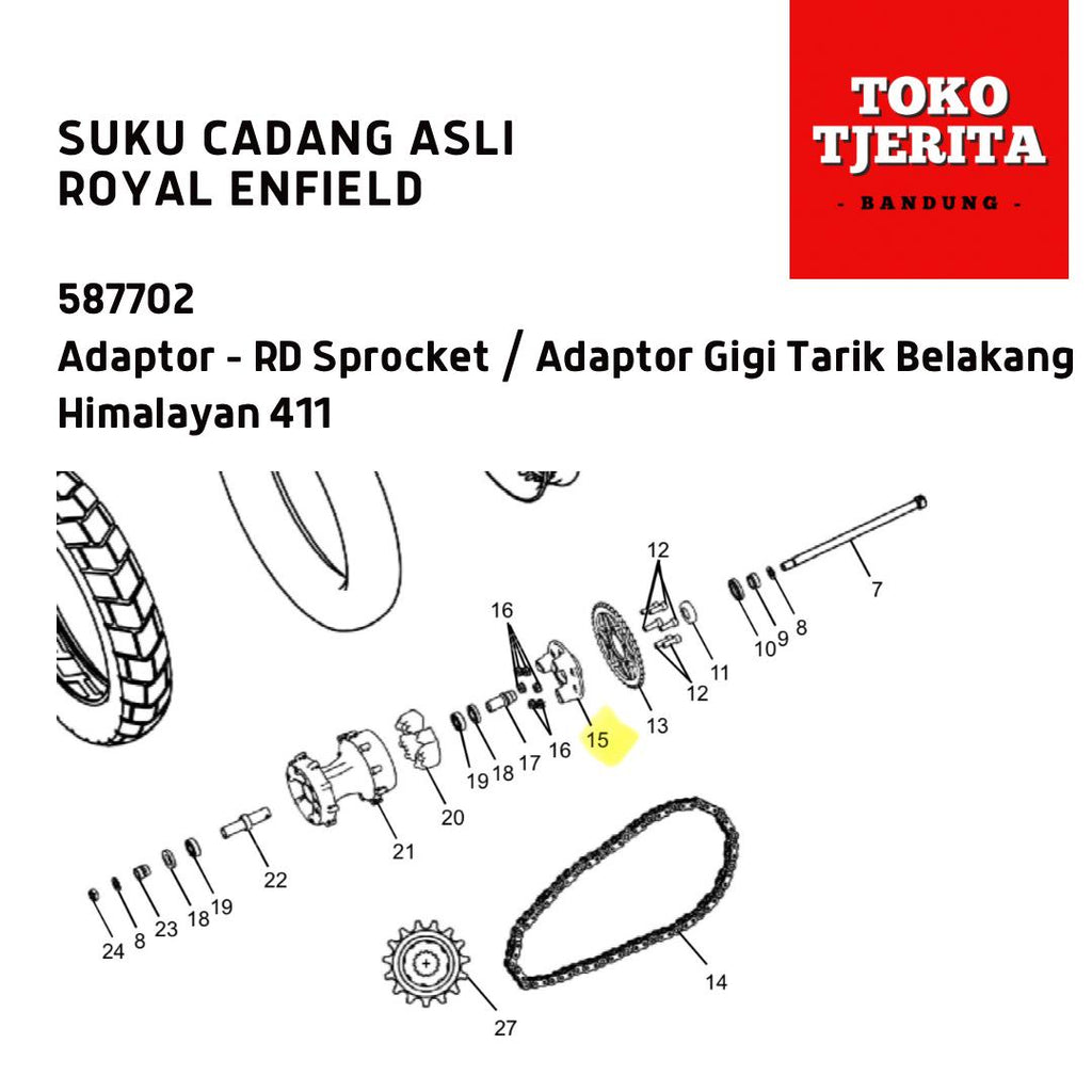 Adaptor Gigi Tarik Belakang Himalayan 411 Scram 587702 - Royal Enfield ASLI