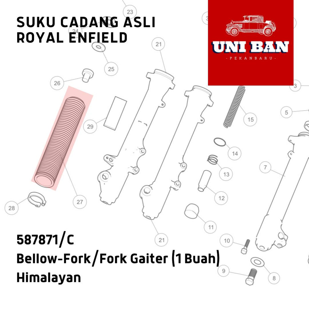 Bellow Fork Gaiter Himalayan (1) 587871/C Karet - Royal Enfield ASLI