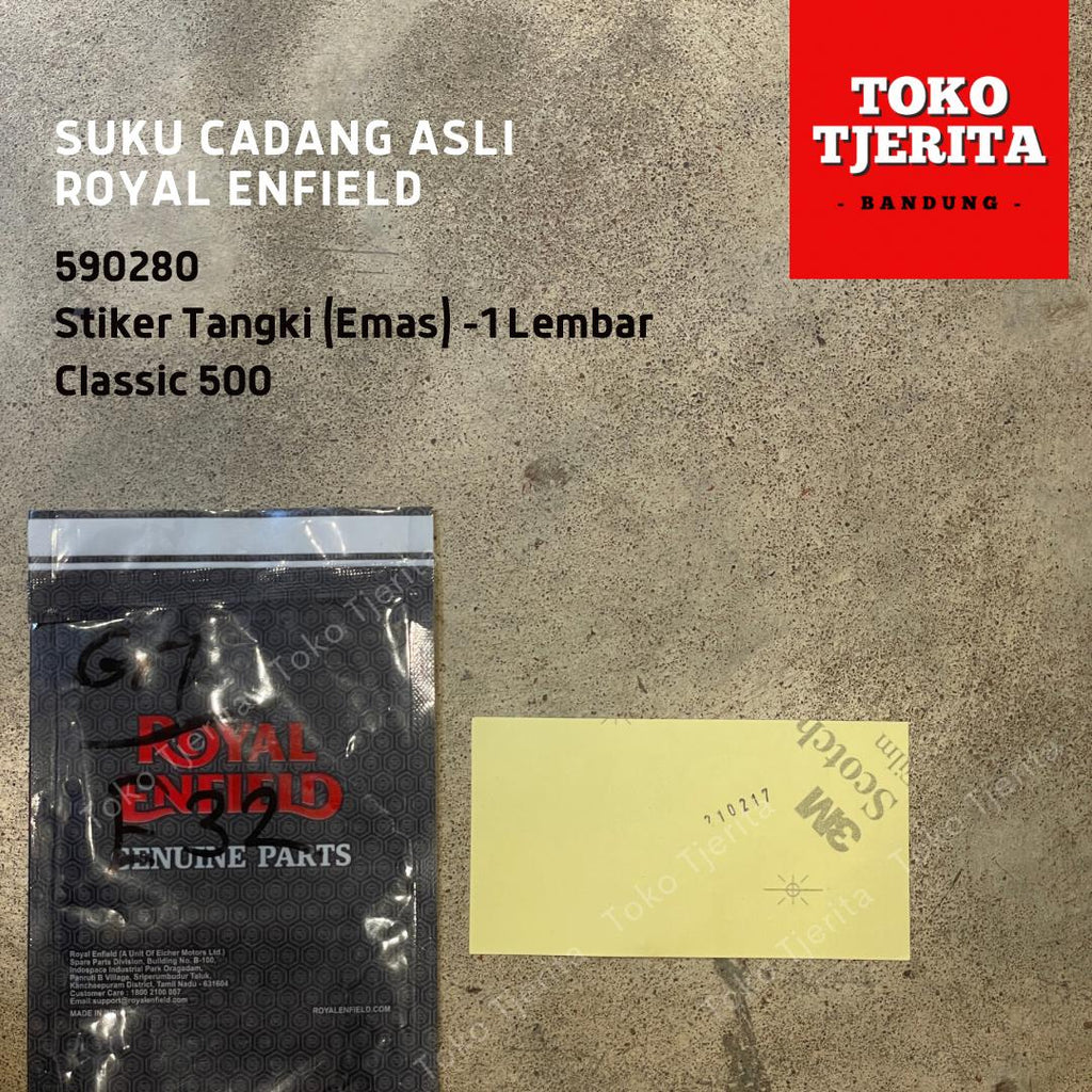 Stiker Tangki Emas 1 Lembar Classic 500 590280 - Royal Enfield ASLI