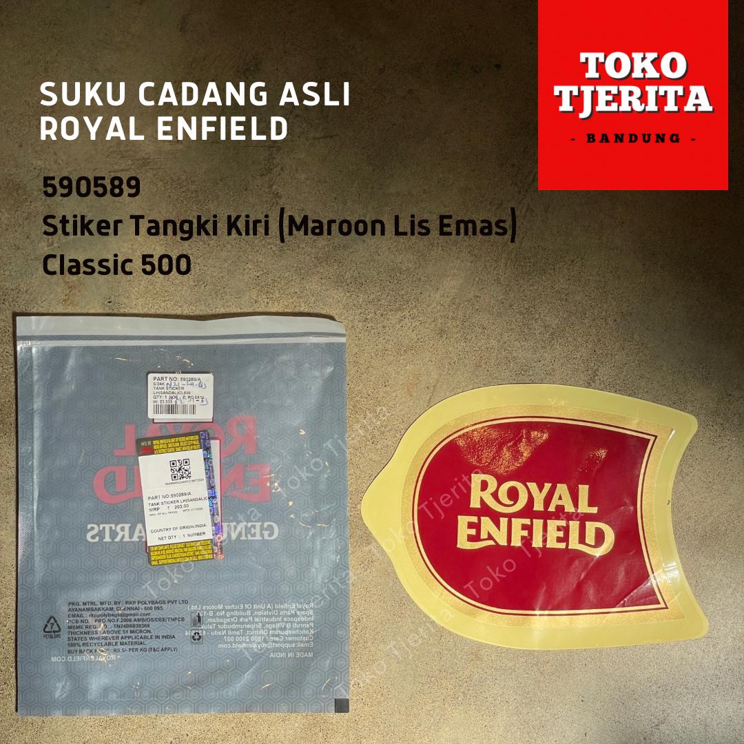 Stiker Tangki Merah Emas Classic 590284 Kanan 590289 Kiri - Royal Enfield ASLI