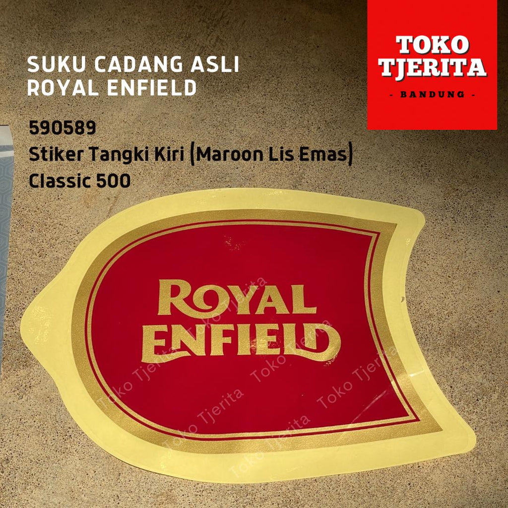 Stiker Tangki Merah Emas Classic 590284 Kanan 590289 Kiri - Royal Enfield ASLI