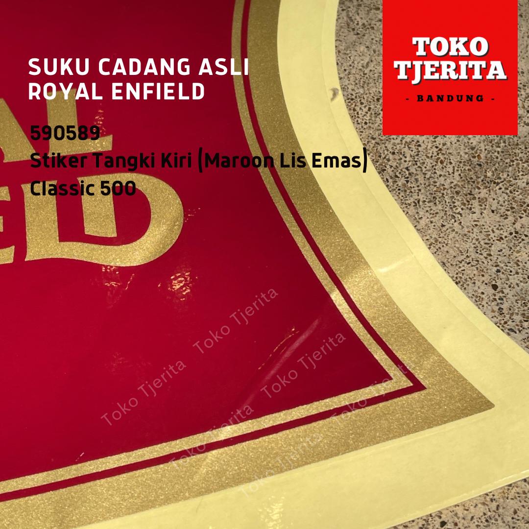 Stiker Tangki Merah Emas Classic 590284 Kanan 590289 Kiri - Royal Enfield ASLI