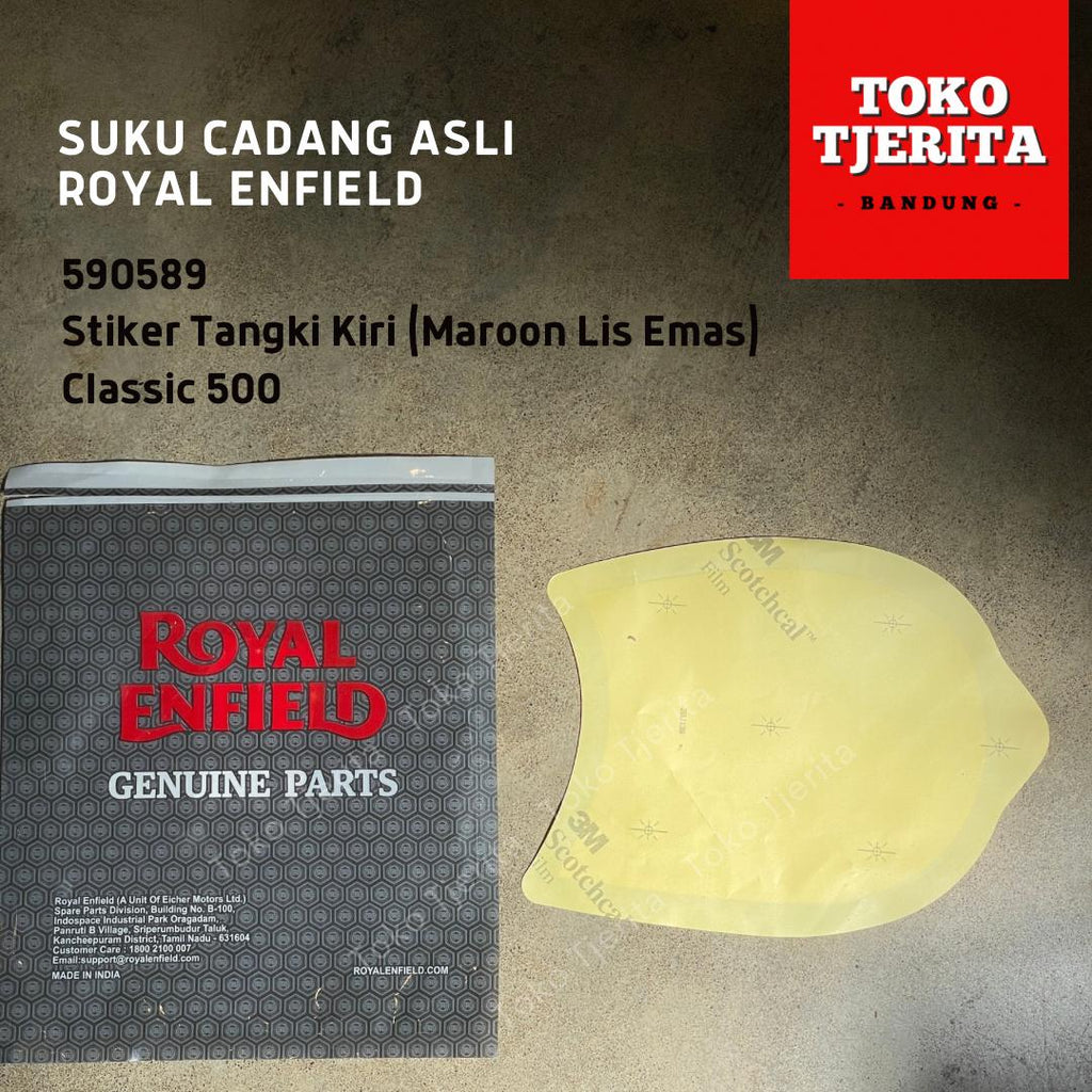 Stiker Tangki Merah Emas Classic 590284 Kanan 590289 Kiri - Royal Enfield ASLI