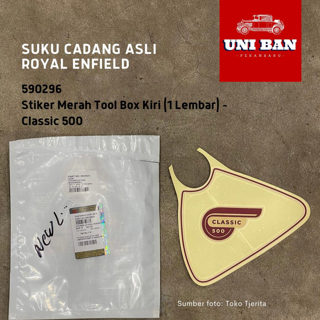 Stiker Merah Tool Box Kiri Classic 500 590296 - Royal Enfield ASLI