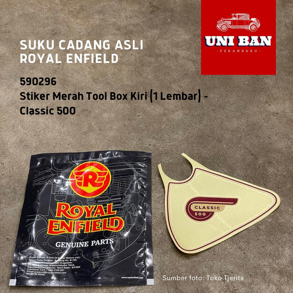 Stiker Merah Tool Box Kiri Classic 500 590296 - Royal Enfield ASLI