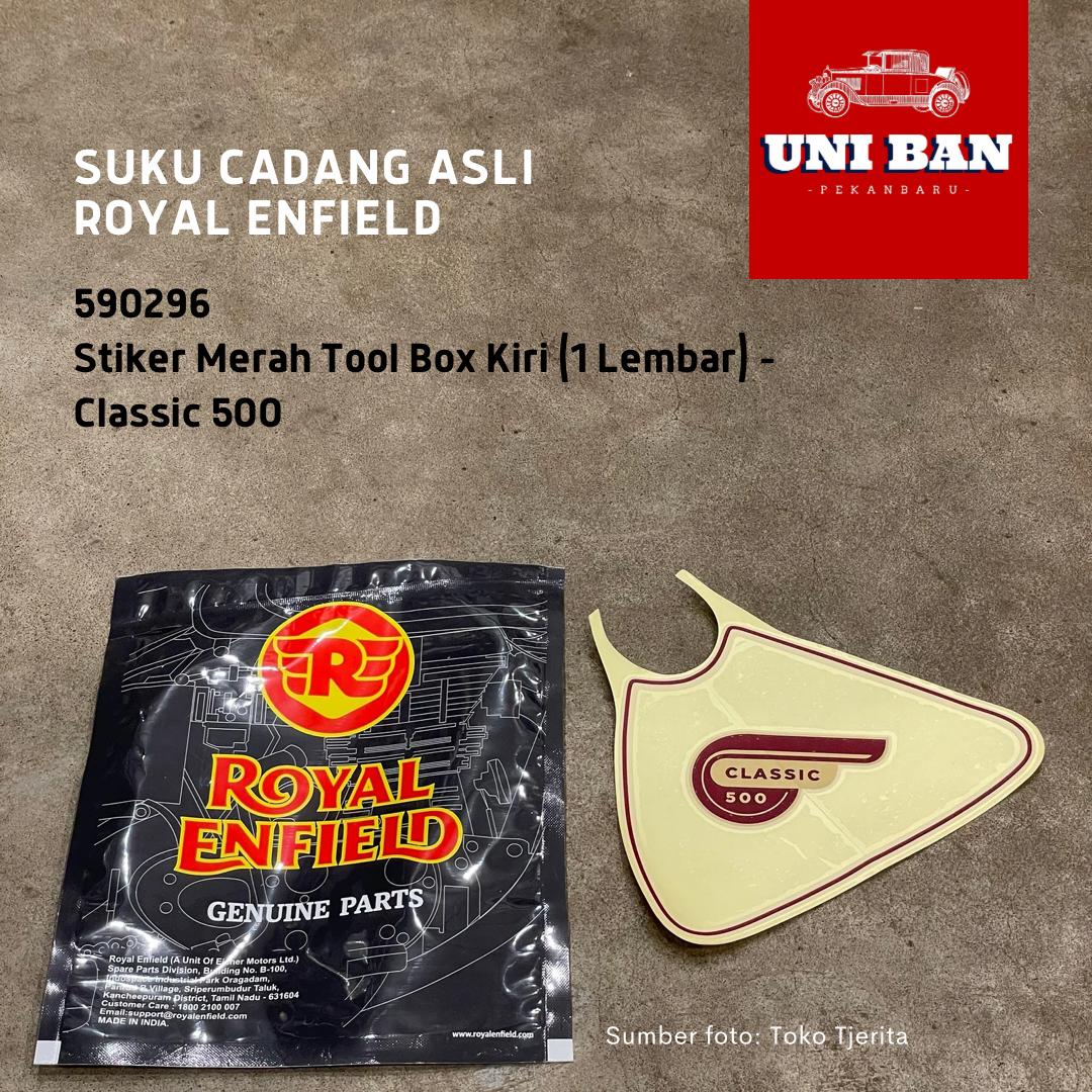 Stiker Merah Tool Box Kiri Classic 500 590296 - Royal Enfield ASLI