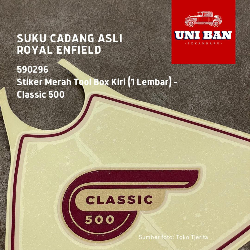 Stiker Merah Tool Box Kiri Classic 500 590296 - Royal Enfield ASLI