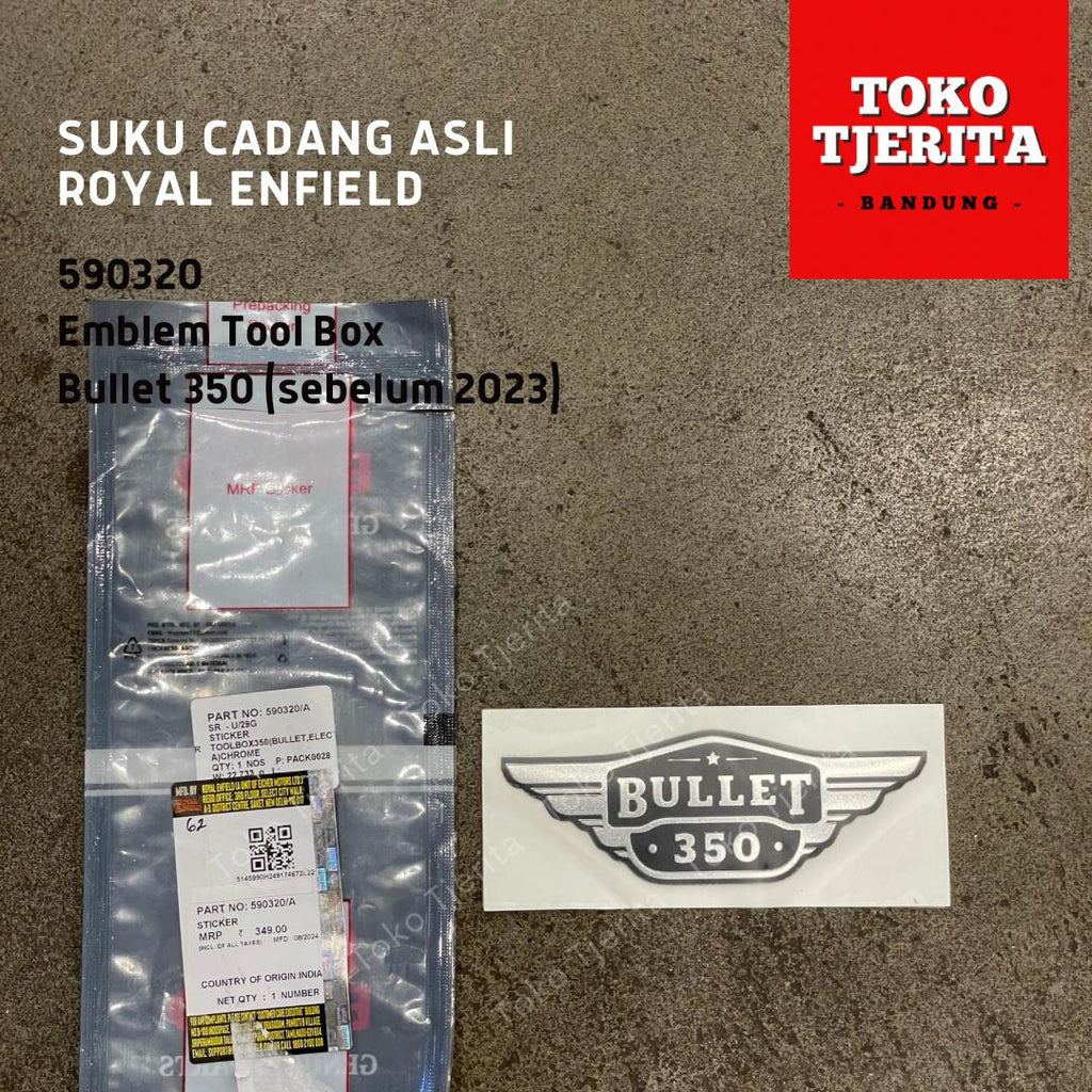 Emblem Tool Box Bullet 350 (1 Lembar) 590320 - Royal Enfield ASLI
