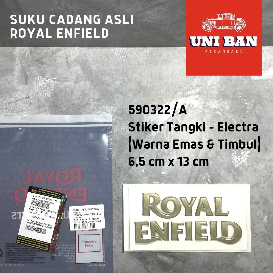 Stiker Tangki Timbul Warna Emas 590322/A Emblem - Royal Enfield ASLI