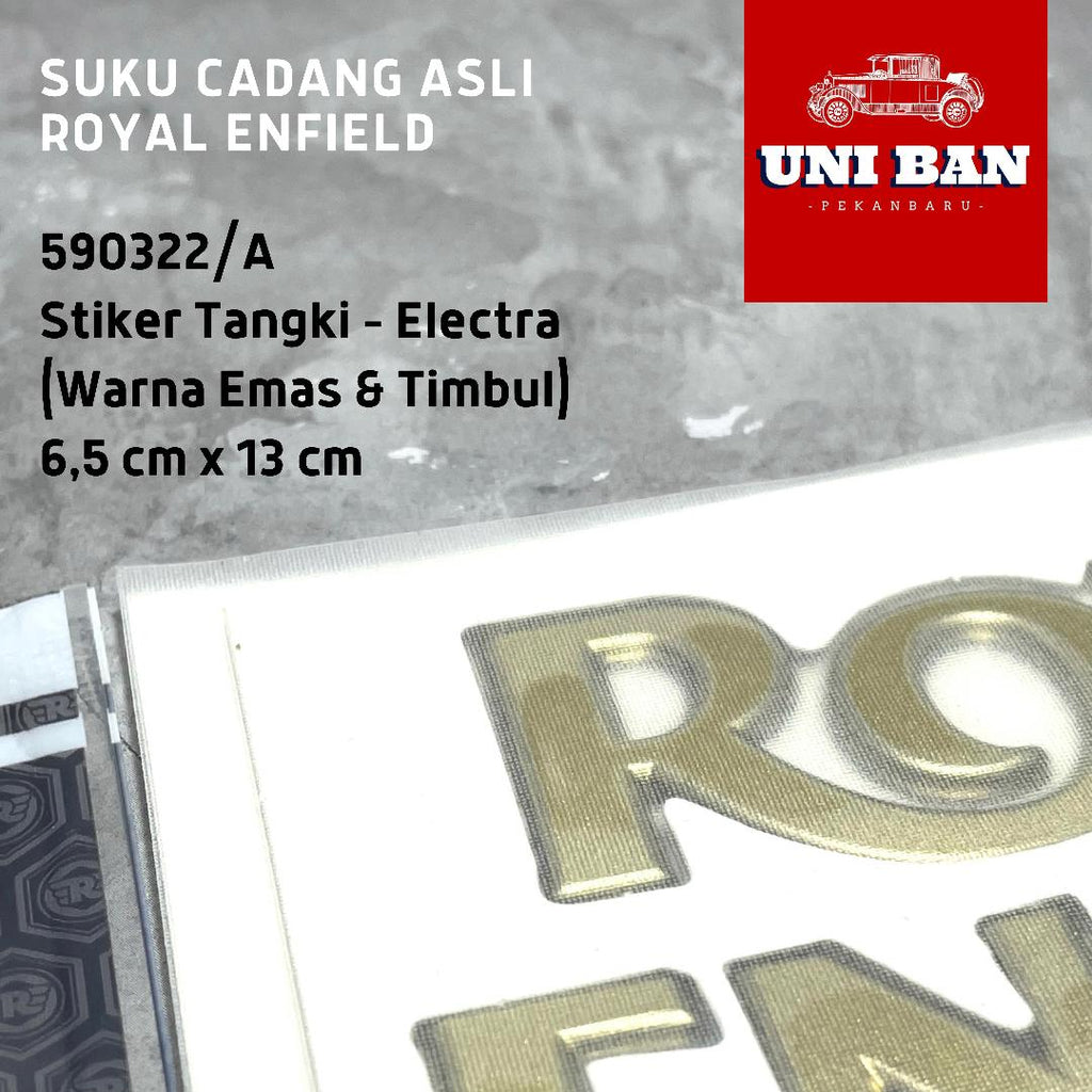 Stiker Tangki Timbul Warna Emas 590322/A Emblem - Royal Enfield ASLI