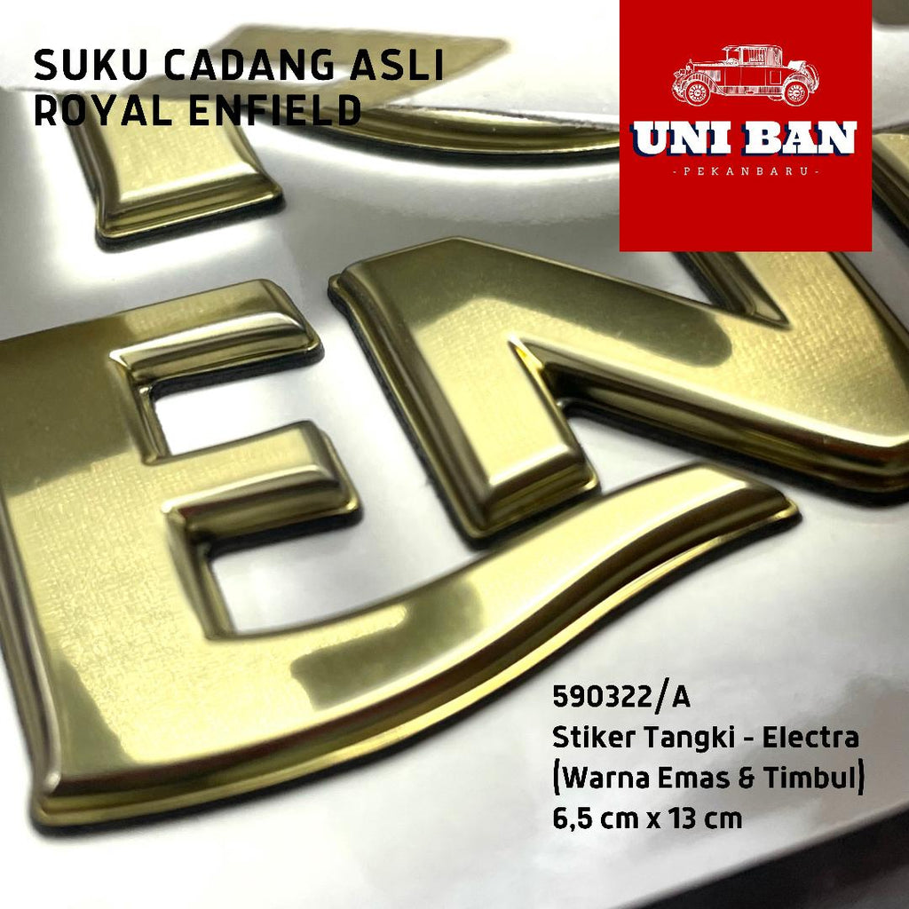 Stiker Tangki Timbul Warna Emas 590322/A Emblem - Royal Enfield ASLI