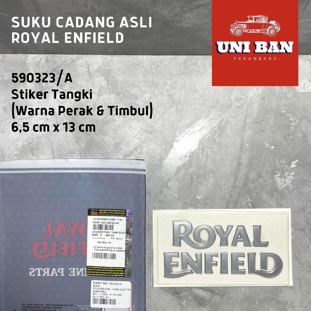 Stiker Tangki Timbul Warna Perak 590323/A Emblem - Royal Enfield ASLI