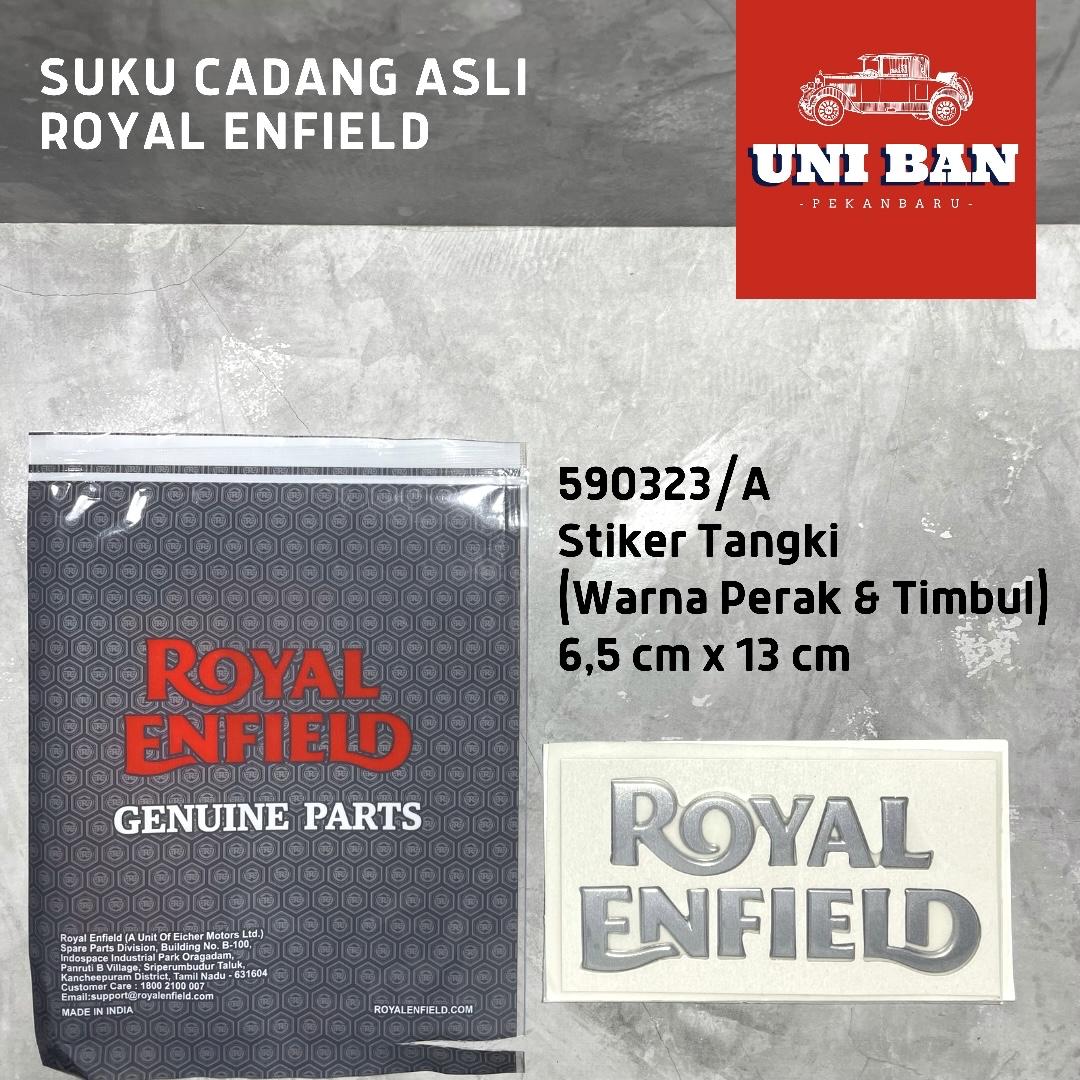 Stiker Tangki Timbul Warna Perak 590323/A Emblem - Royal Enfield ASLI