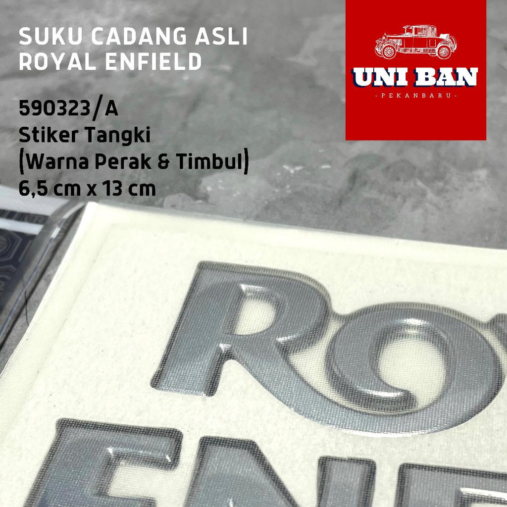 Stiker Tangki Timbul Warna Perak 590323/A Emblem - Royal Enfield ASLI