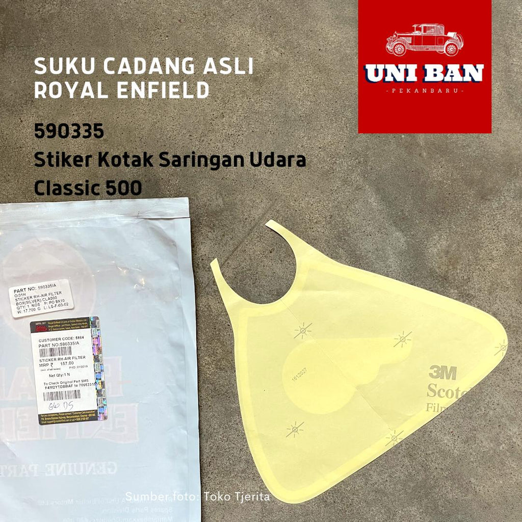 Stiker Kanan Silver Saringan Udara Classic 500 590335 Royal Enfield
