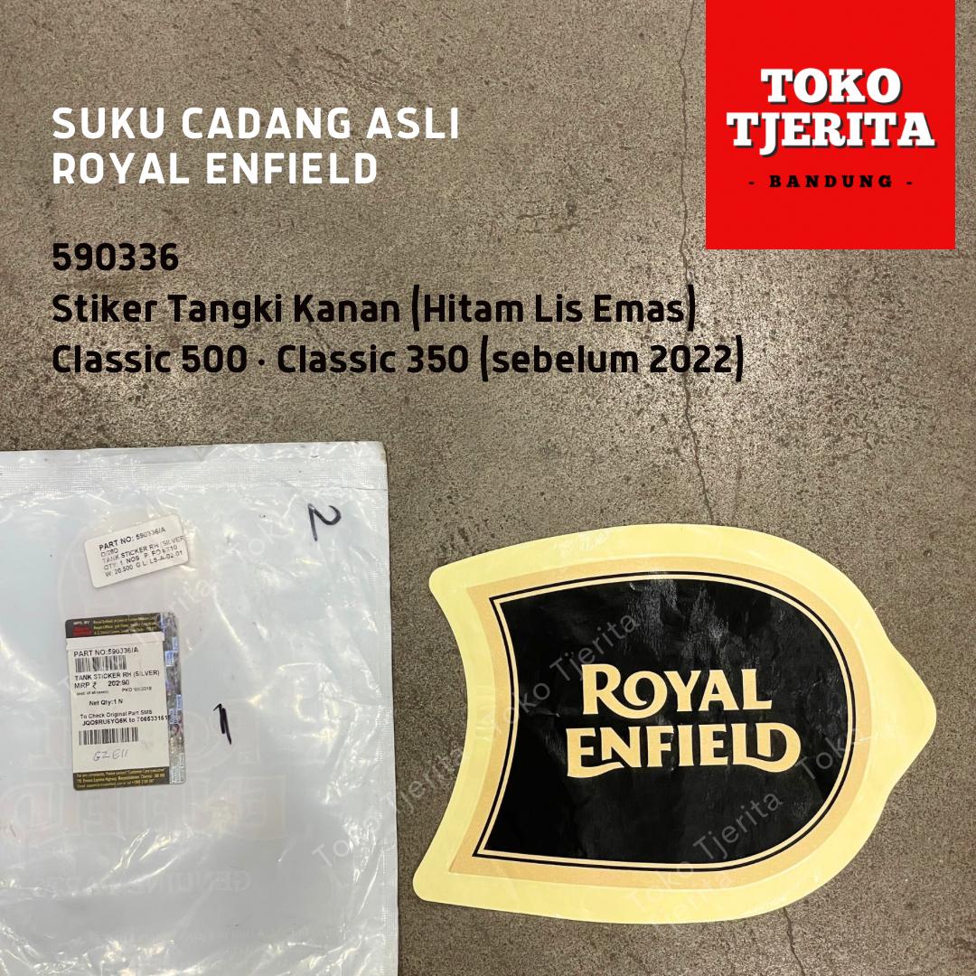 Stiker Tangki (1 Lembar) Hitam Lis Emas Classic 500 - Royal Enfield ASLI