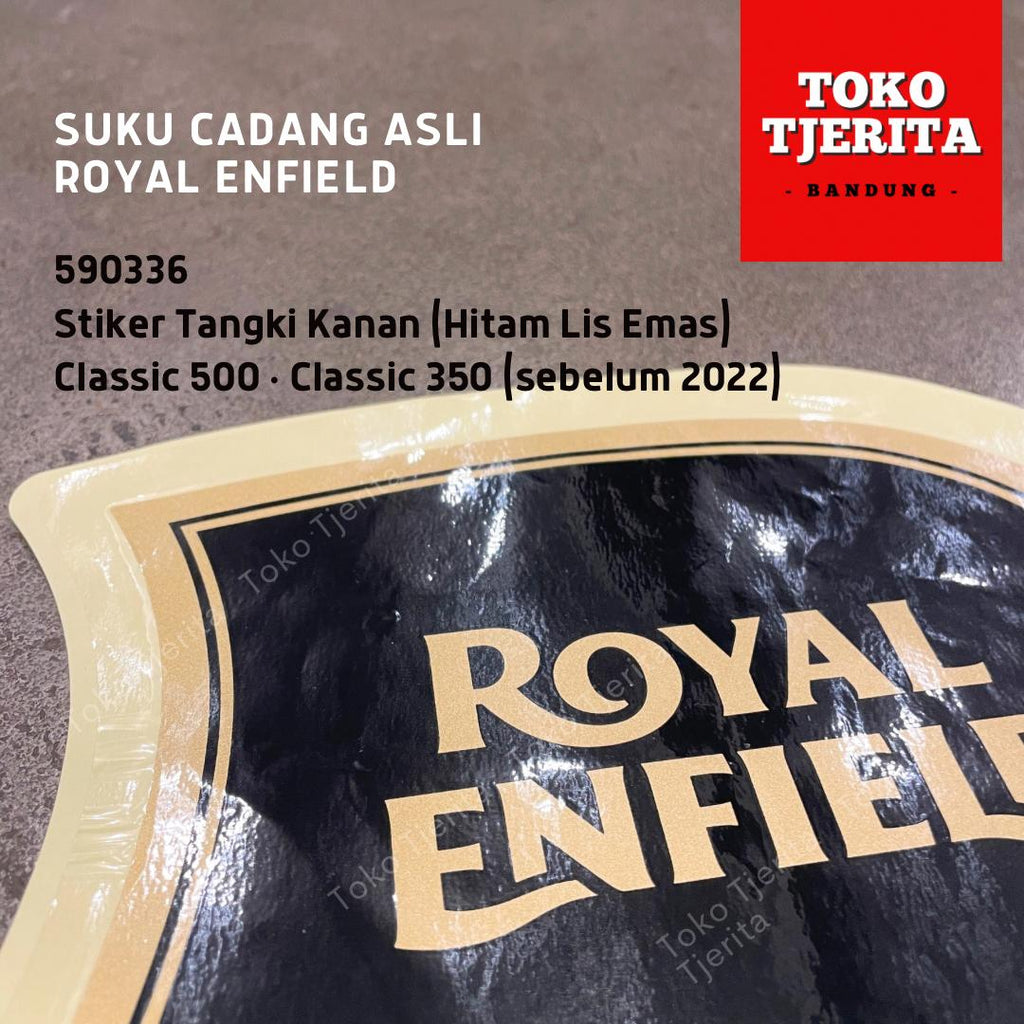 Stiker Tangki (1 Lembar) Hitam Lis Emas Classic 500 - Royal Enfield ASLI