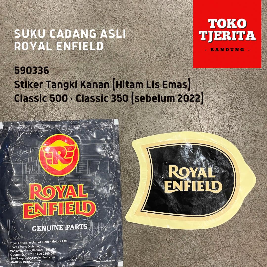 Stiker Tangki (1 Lembar) Hitam Lis Emas Classic 500 - Royal Enfield ASLI