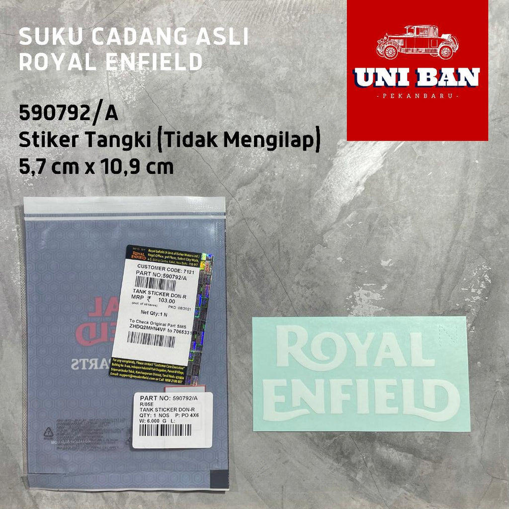 Stiker Tangki (Tidak Mengilap/Dof/Matte) 590792/A - Royal Enfield ASLI