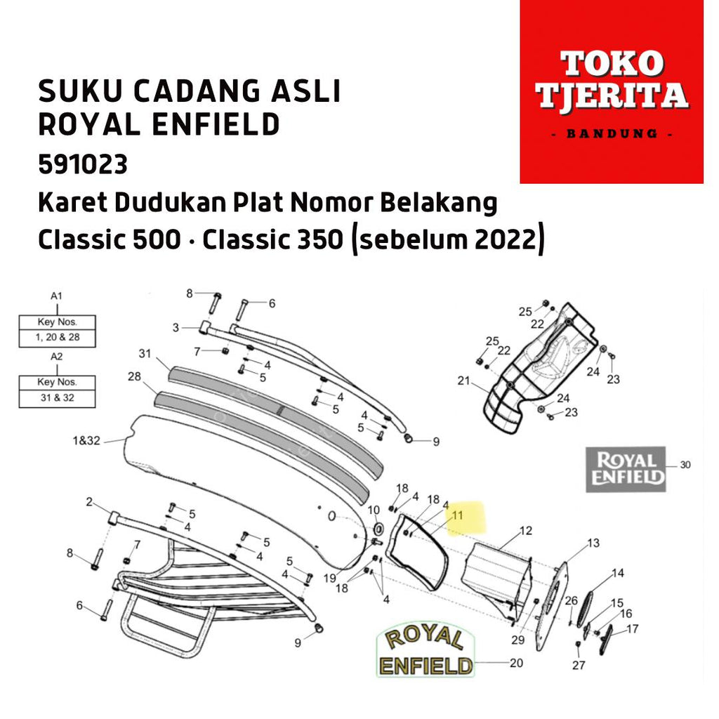 Karet Dudukan Plat Nomor Belakang Classic 500 591023 - Royal Enfield