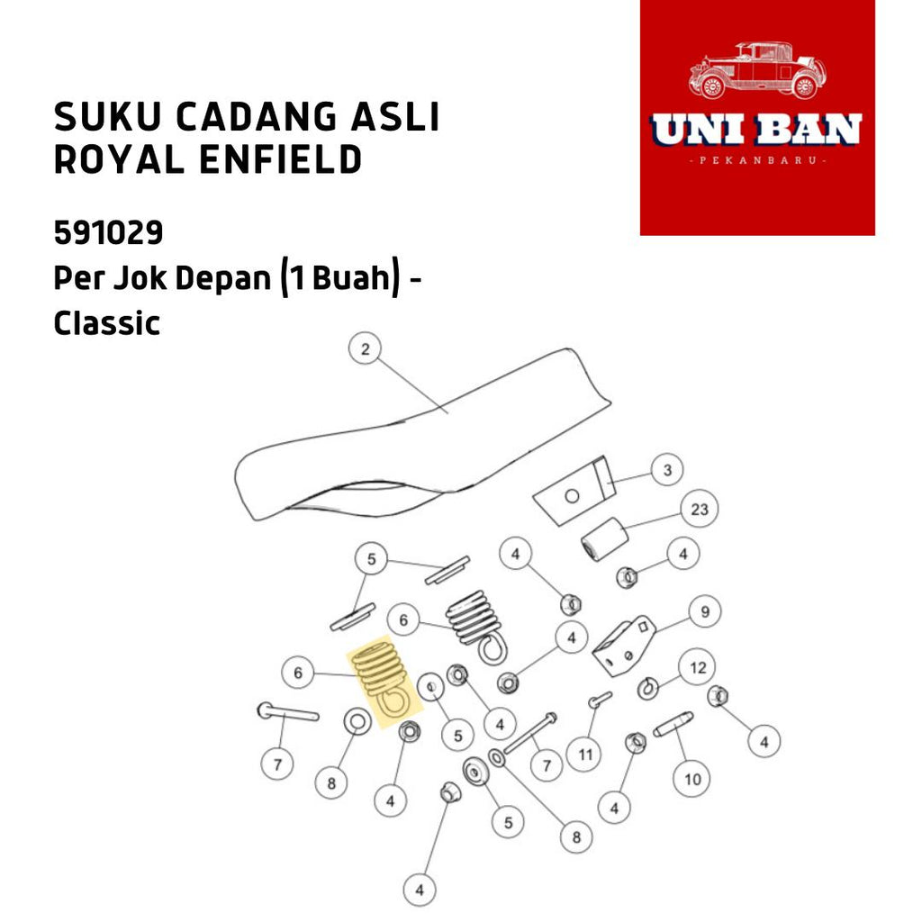 Per (1 Buah) Jok Depan Classic 591029 - Royal Enfield ASLI