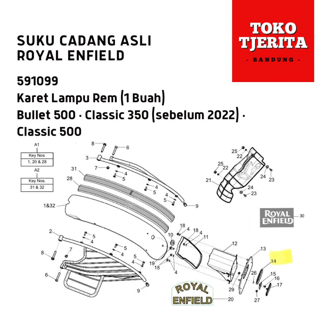 Karet Lampu Rem (1 Buah) 591099 Classic 500 - Royal Enfield ASLI
