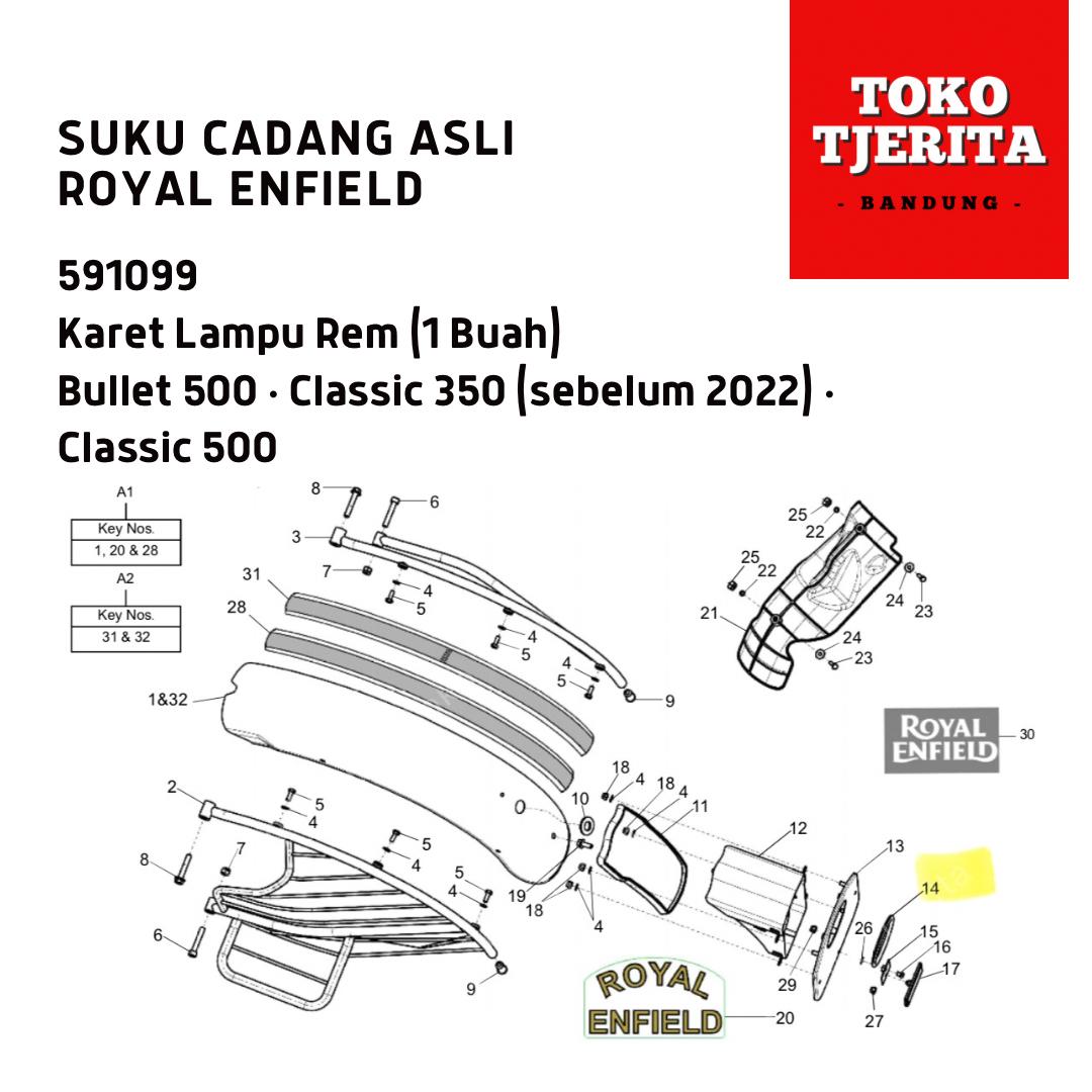 Karet Lampu Rem (1 Buah) 591099 Classic 500 - Royal Enfield ASLI
